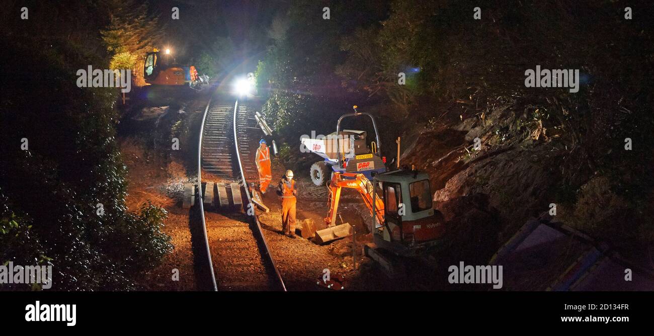 Uk construction industry at work on network rail, Scotland Stock Photo