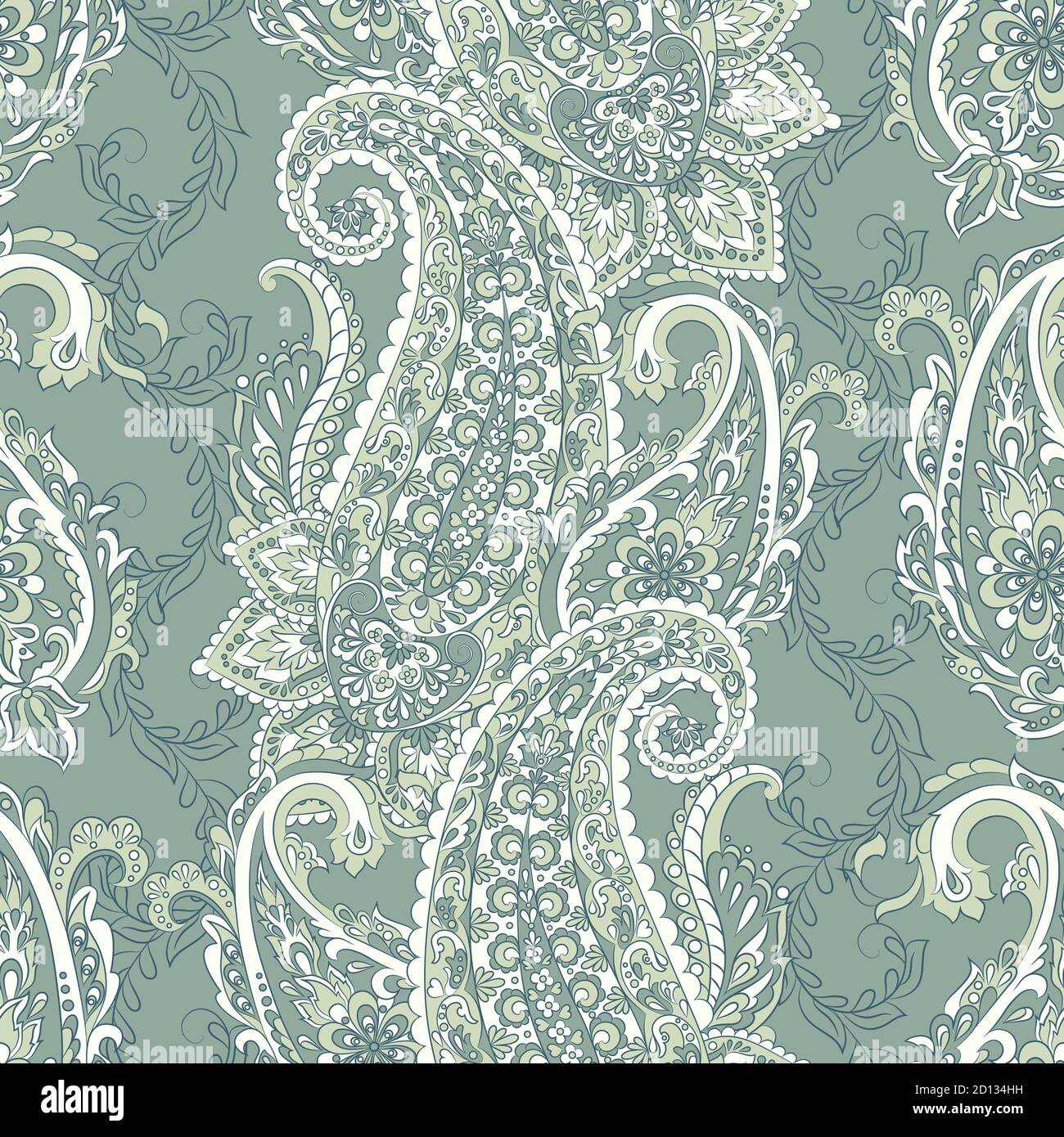 Floral seamless pattern with paisley ornament. Vector illustration in ...