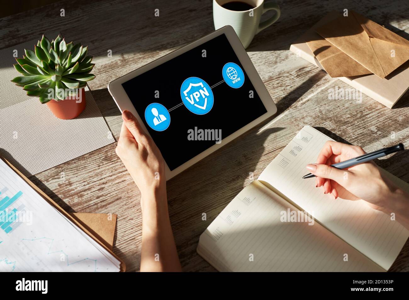 VPN - Virtual perivate network. Internet conncetion privacy concept Stock Photo