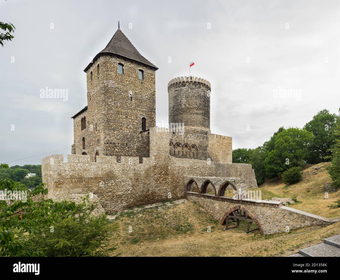 BEDZIN, POLAND - Jul 21, 2019: Bedzin Castle - a medieval fortress built in the mid-fourteenth century by Casimir the Great Stock Photo