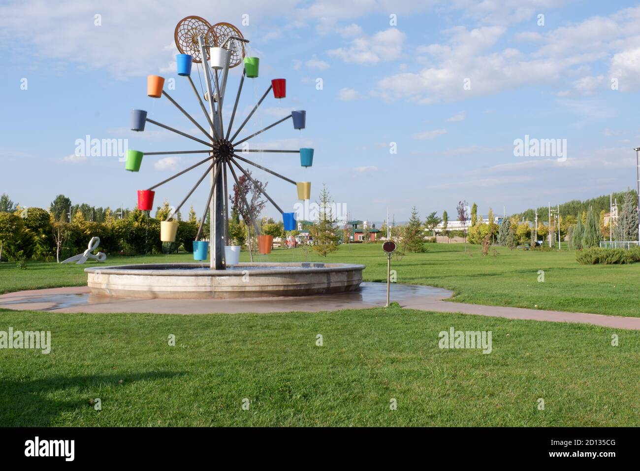 Colored watermill in Green park Stock Photo