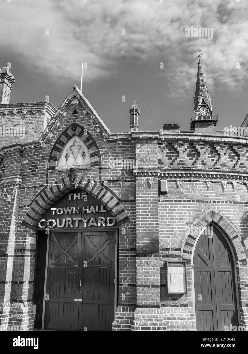 Black and White Landscape of Wokingham Town Hall, Town Hall Courtyard