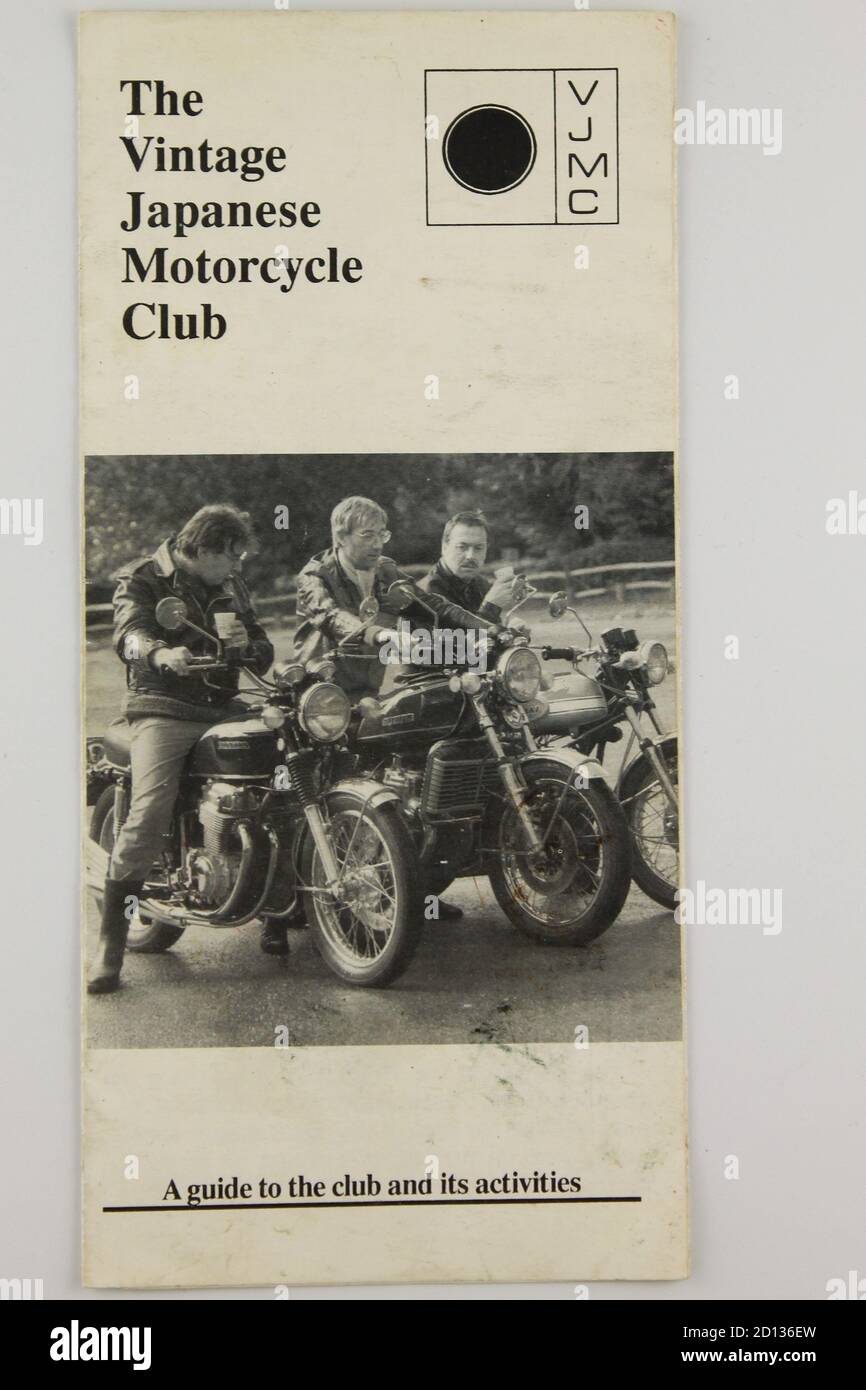Front cover of the vintage Japanese motorcycle club guide Stock Photo