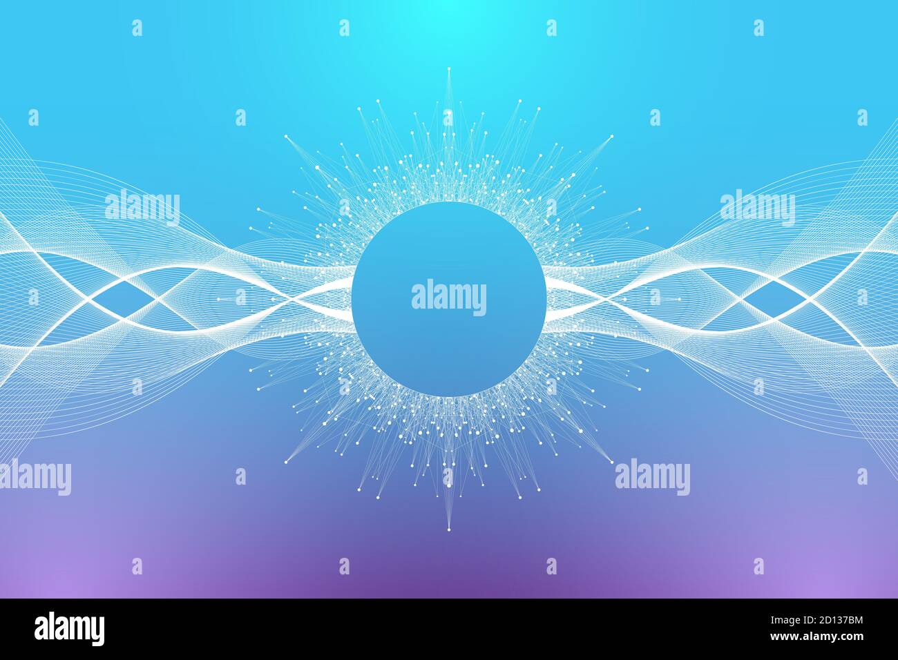 Quantum computer technology concept. Deep learning artificial intelligence. Big data algorithms visualization for business, science, technology. Waves Stock Photo