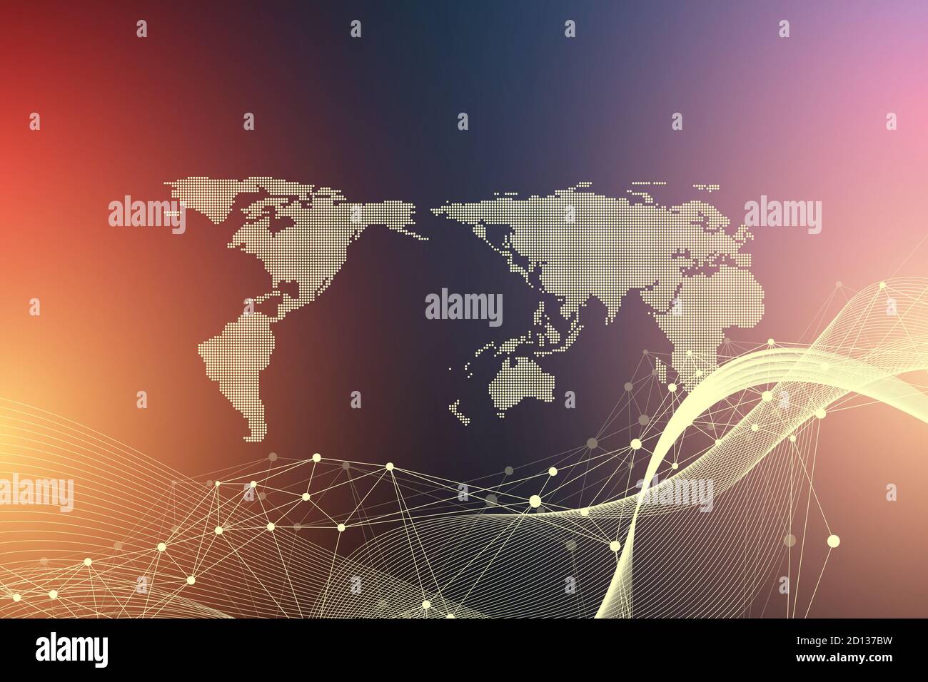 World map point with global technology networking concept. Digital data ...