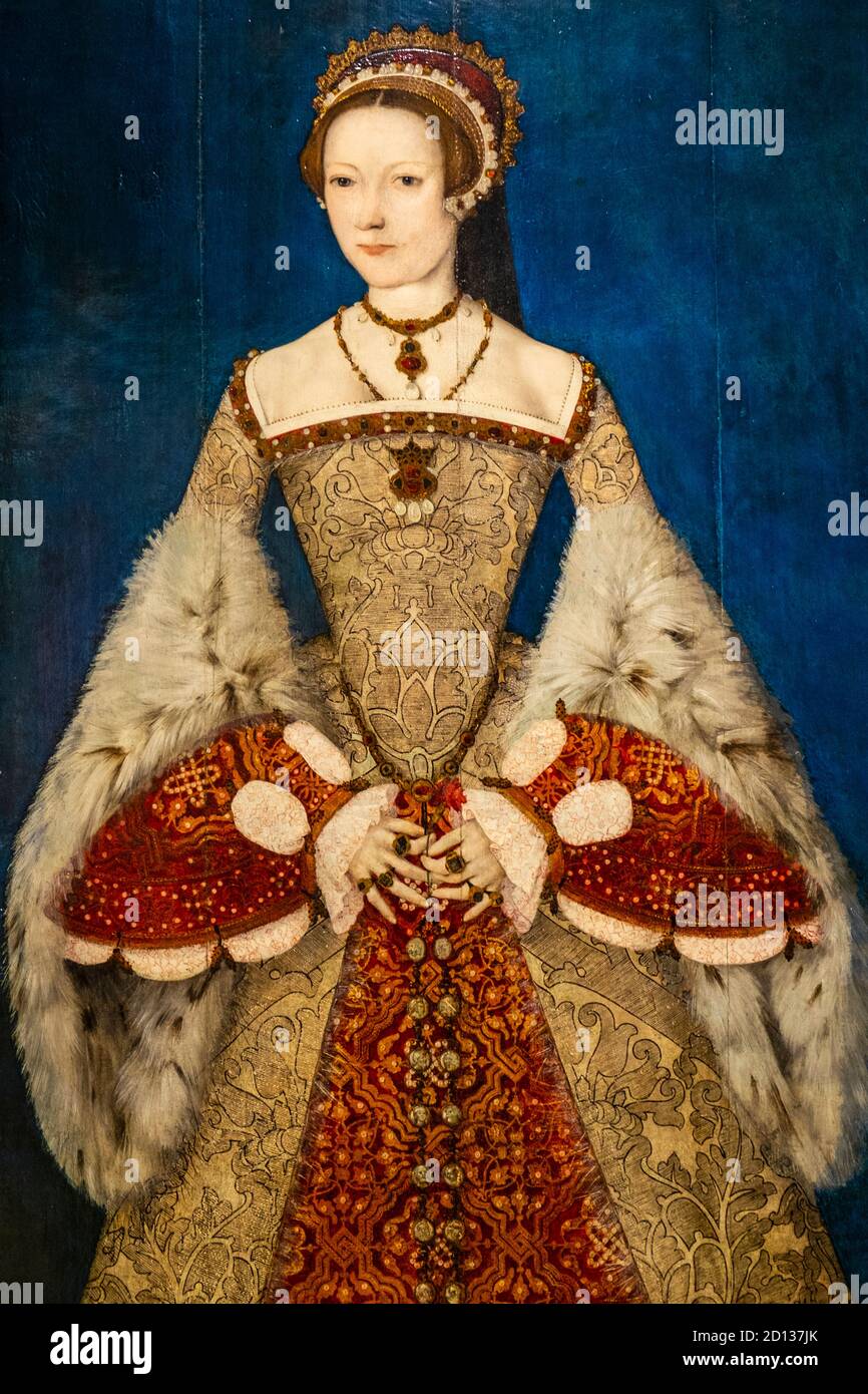 Portrait of Queen Catherine Parr, sixth wife of Henry VIII, attributed to Master John, NPG. The only wife to outlive Henry Stock Photo
