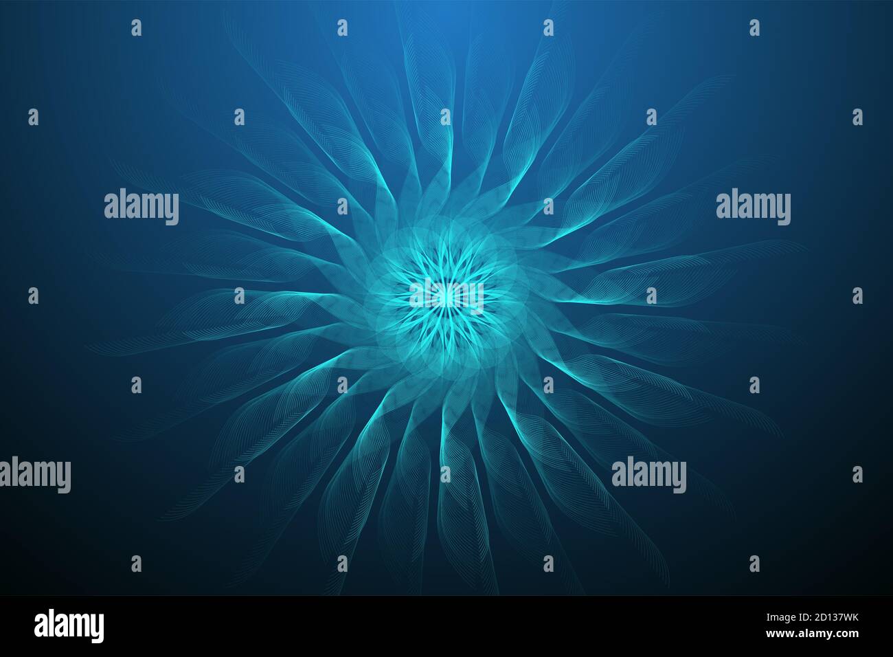 Quantum computer technology concept. Deep learning artificial intelligence. Big data algorithms visualization for business, science, technology. Waves Stock Photo