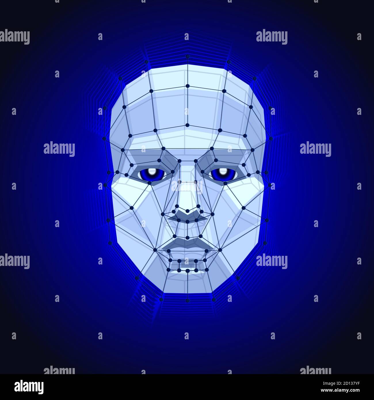 Polygonal human face on dark. Futuristic Concept Abstract 3D Face by Shapes Stock Vector Image
