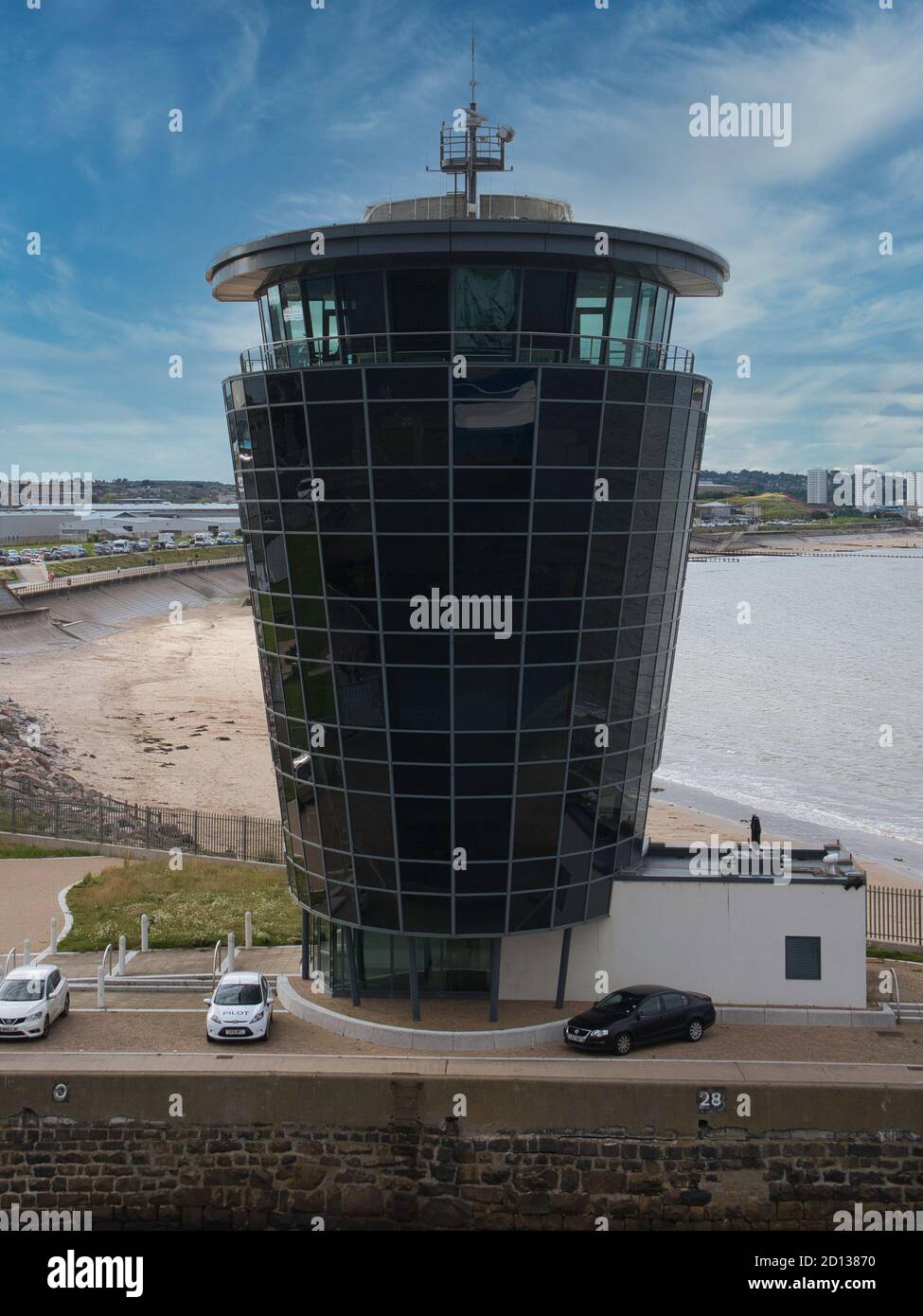 Designed by SMC Parr Architects, the glass clad building of the Marine Operations Centre of the Port of Aberdeen in Scotland, UK. Stock Photo