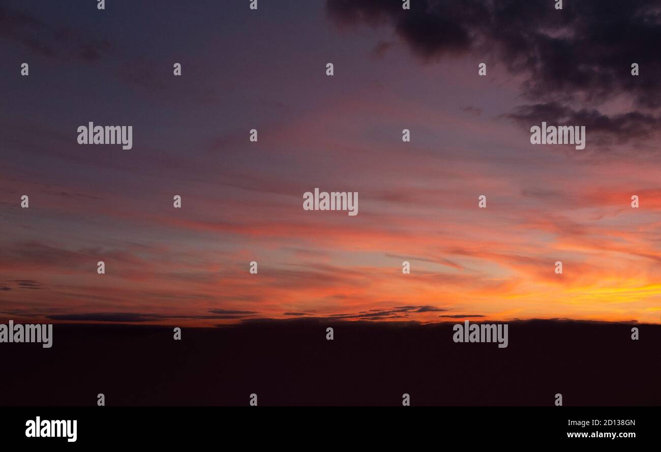 orange red sunset in norfolk Stock Photo