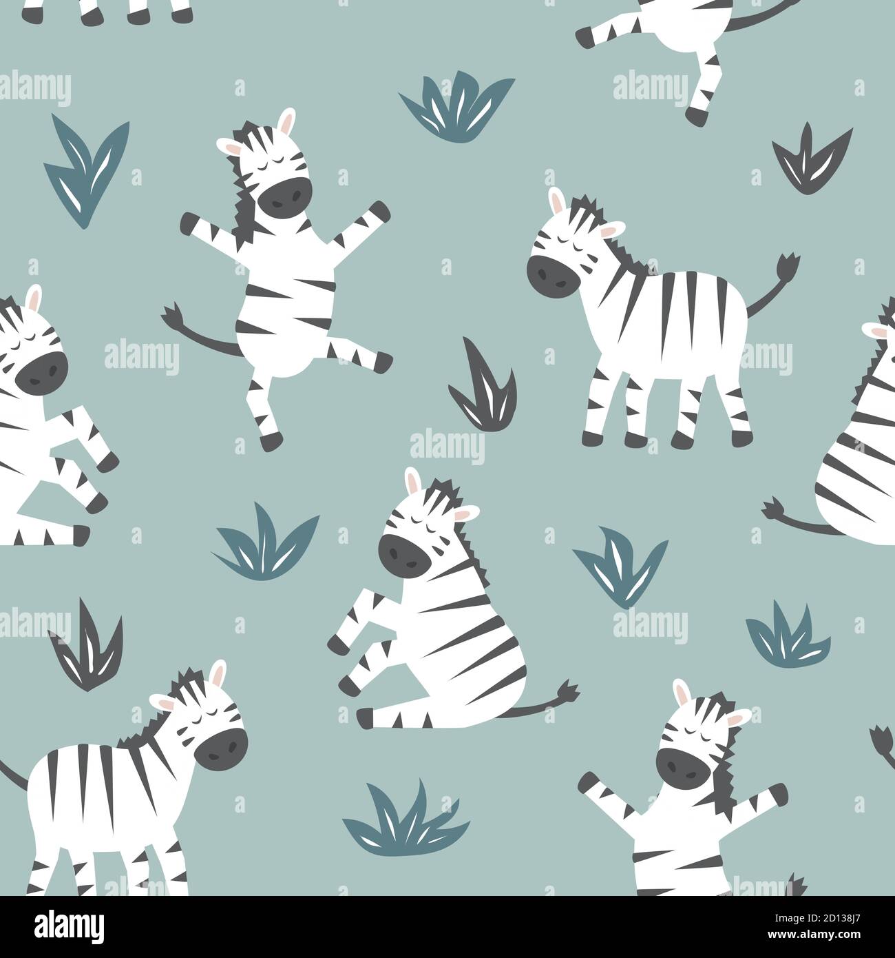 Childish seamless pattern with cute zebra. Creative texture for fabric and textile Stock Vector