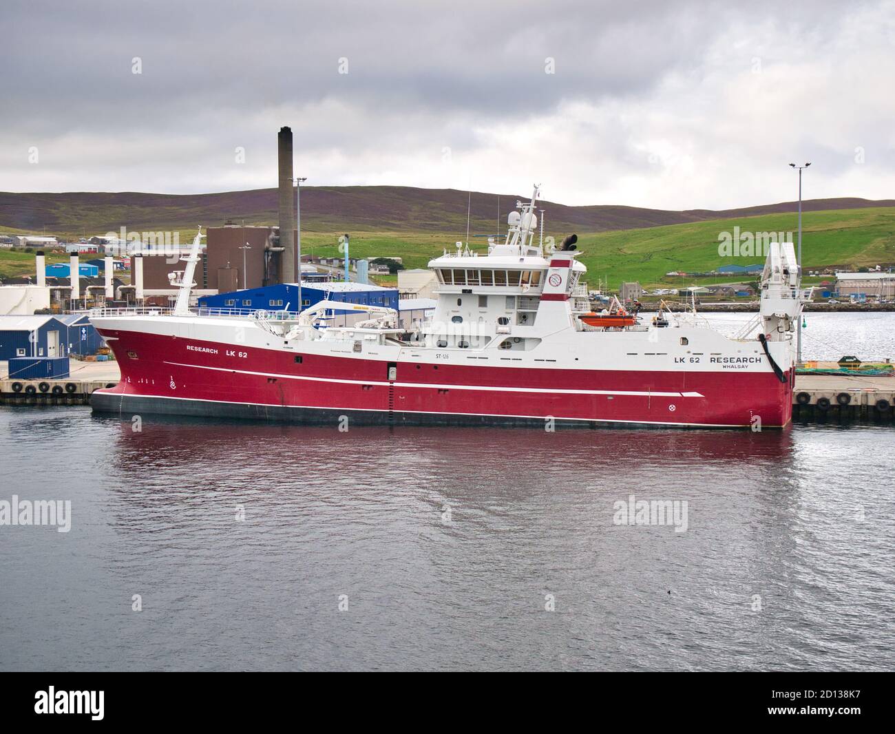 Moored at Lerwick harbour, the Research (LK 62), a midwater trawler