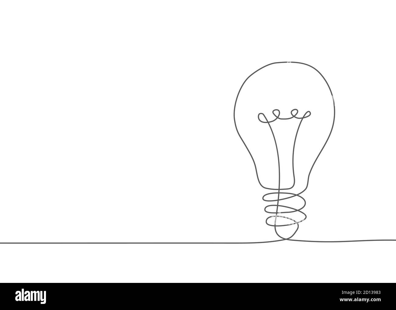Light bulb One line drawing on white background Stock Vector