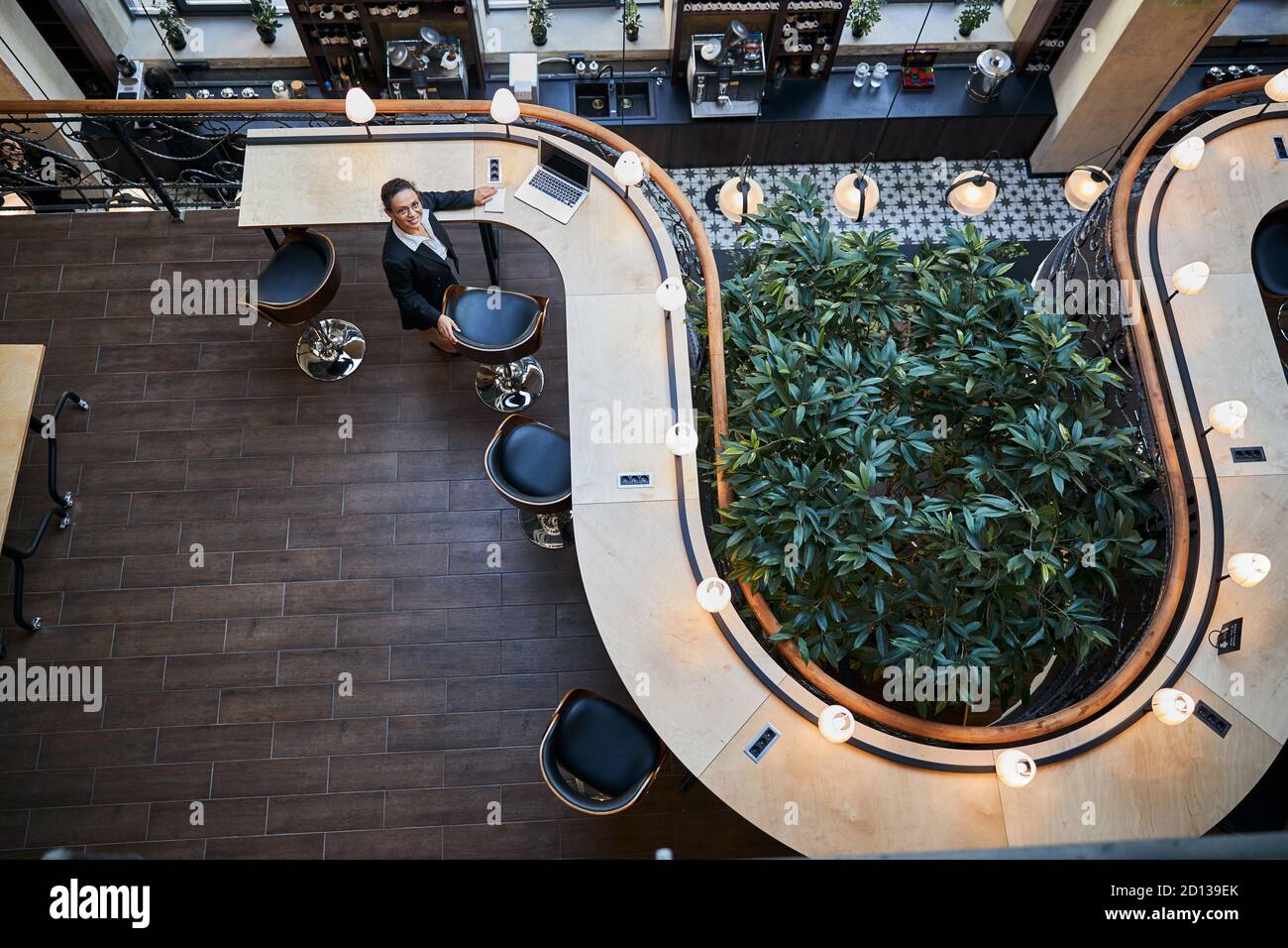 Top view of modern bar corner standing in cafe Stock Photo - Alamy