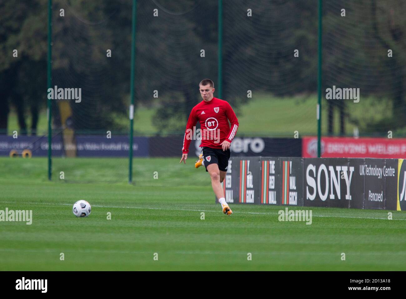 Hensol, Wales, UK. 5th Oct, 2020. Ben Woodburn during Wales national football team training ahead of matches against England, Republic of Ireland and Bulgaria. Credit: Mark Hawkins/Alamy Live News Stock Photo