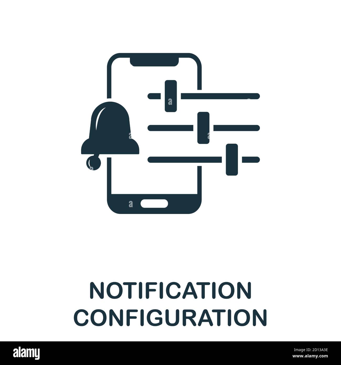 Notification Configuration icon. Simple element from app development collection. Filled Notification Configuration icon for templates, infographics Stock Vector