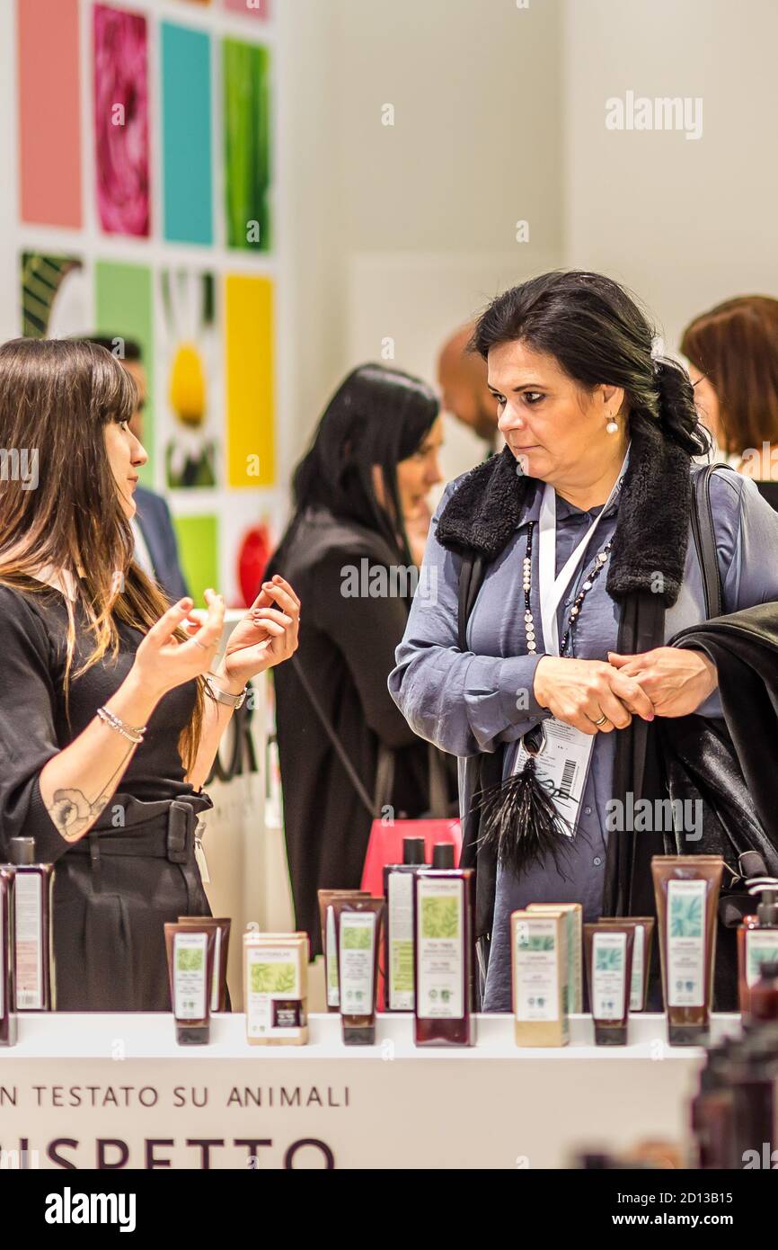 BOLOGNA (BO), ITALY MARCH 14, 2019 exhibitor visitor at