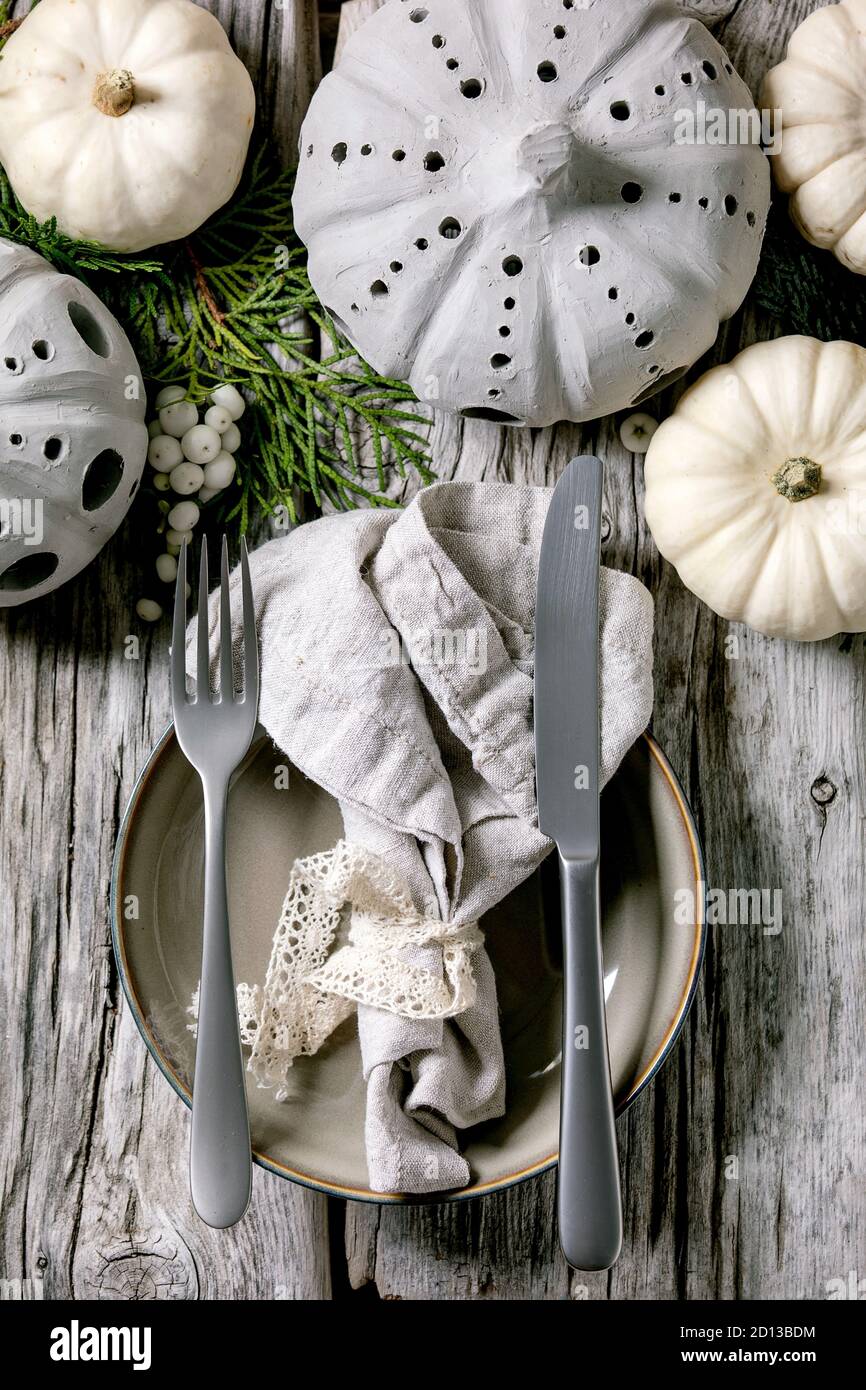 White decorative pumpkins Stock Photo