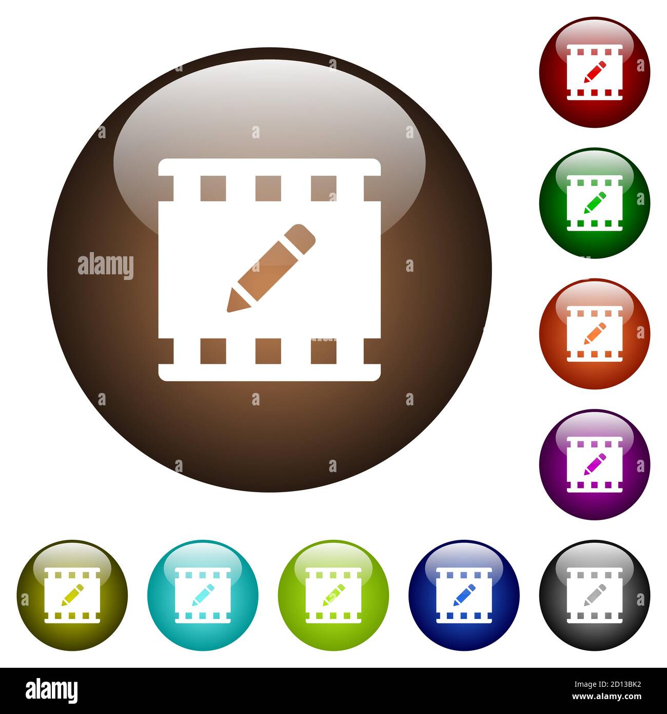 rename movie white icons on round glass buttons in multiple colors ...