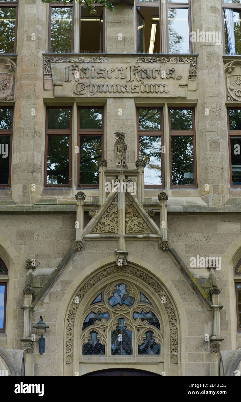 Imperial Karl's high school, Augustinian's brook, Aachen, North Rhine-Westphalia, Germany, Kaiser-Karls-Gymnasium, Augustinerbach, Nordrhein-Westfalen Stock Photo
