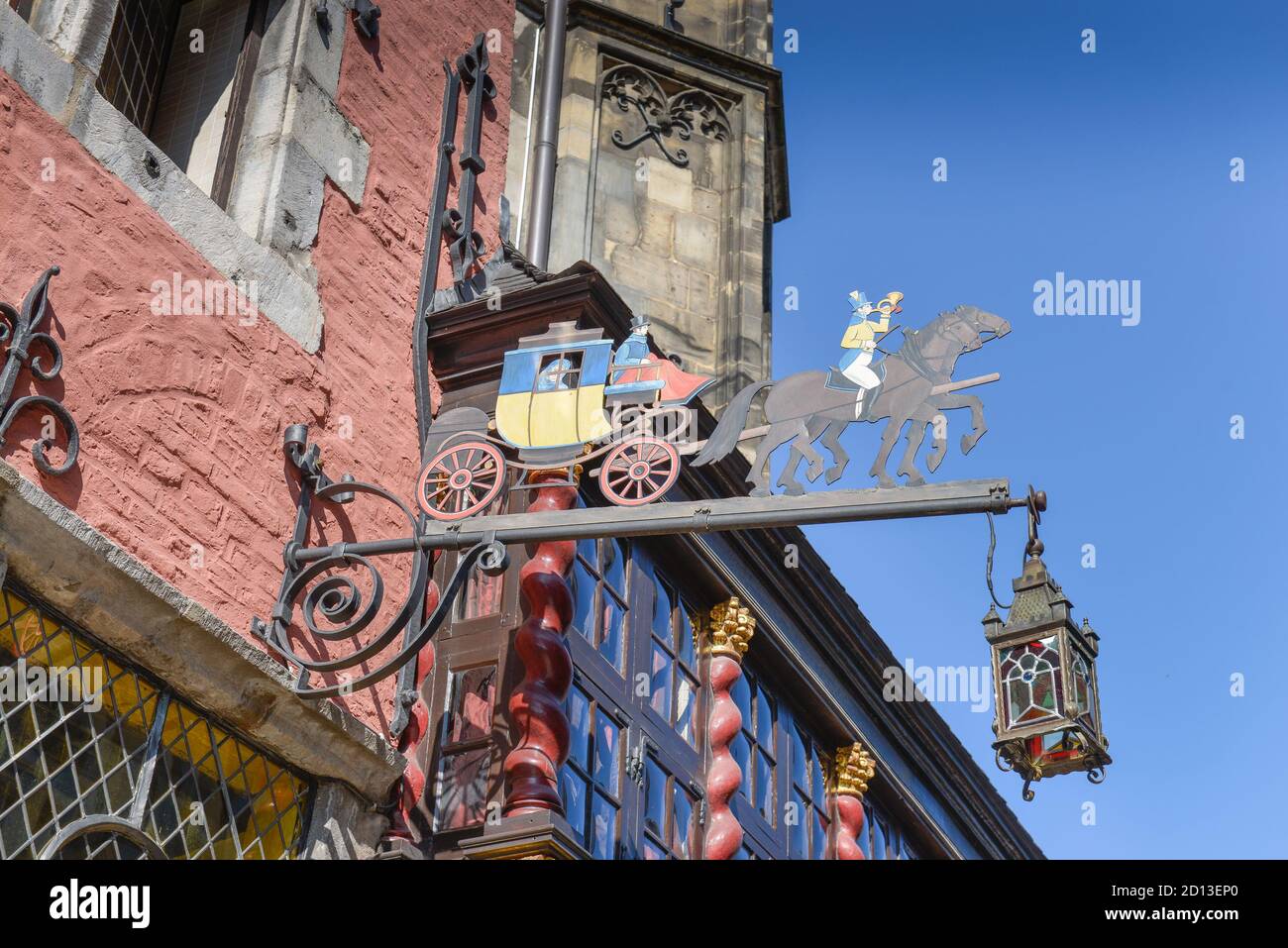Restaurant mail car, Krämerstrasse, Aachen, North RhineWestphalia