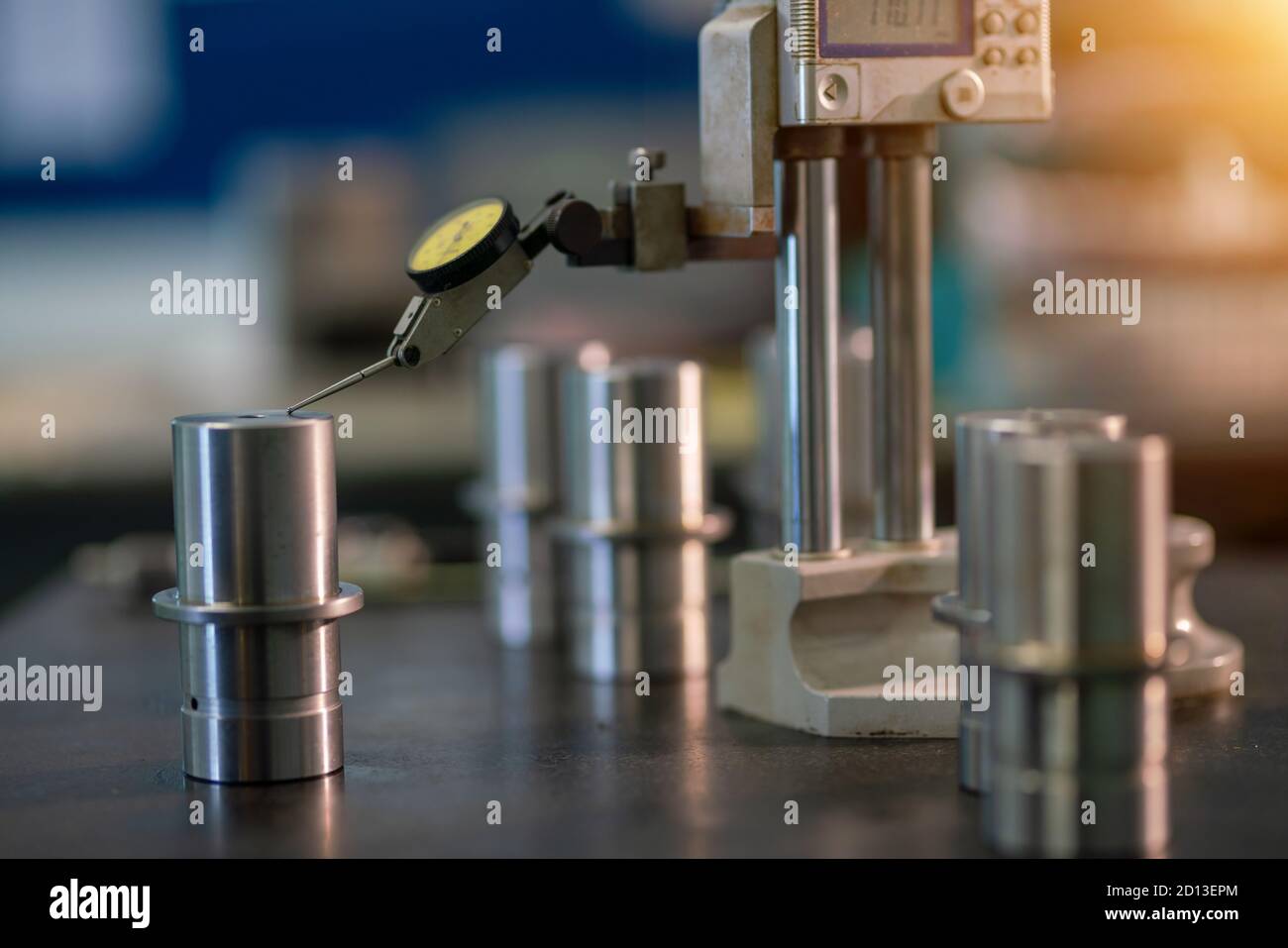 Dial gauge checking depth machine Stock Photo
