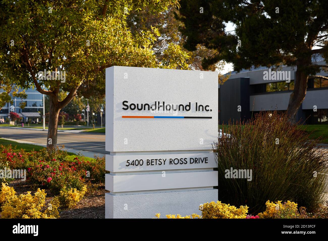 SoundHound Inc., sign; Betsy Ross Drive, Santa Clara, California Stock Photo