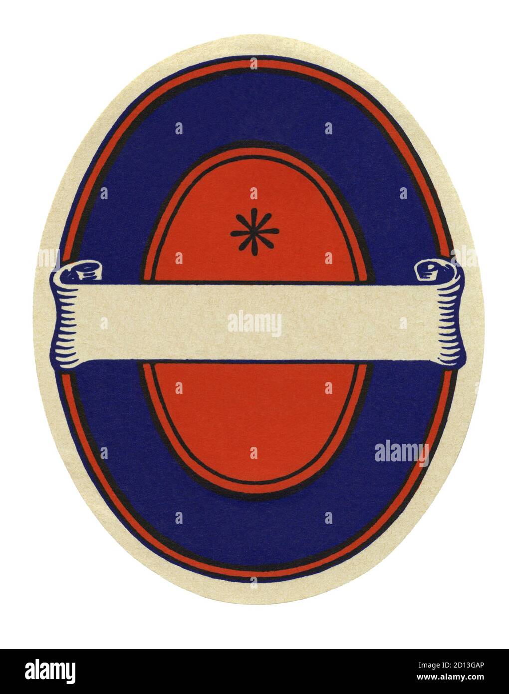 An old, vintage blank label with typical colour borders of ...