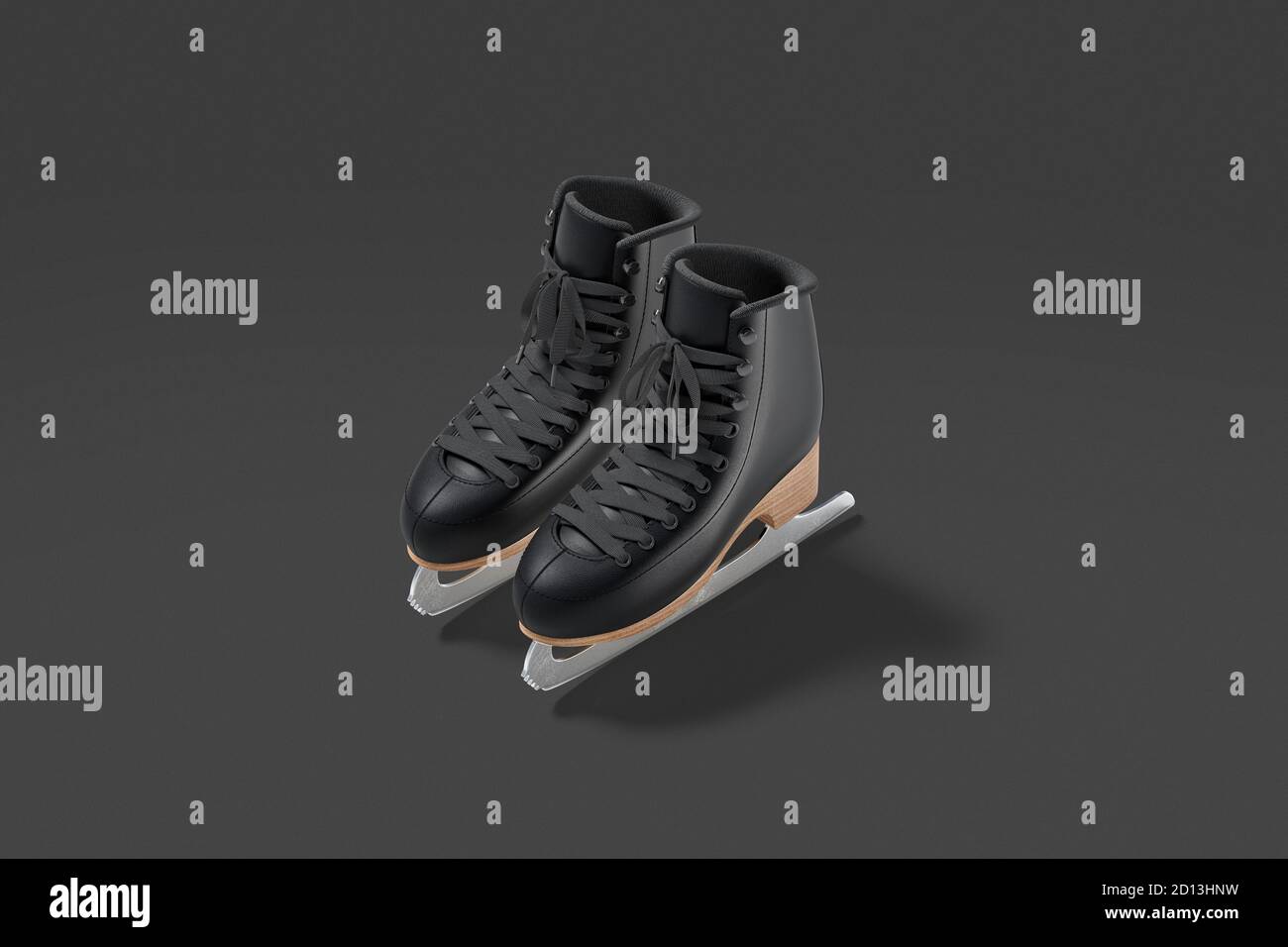 Blank black ice skates mockup pair, dark background Stock Photo - Alamy