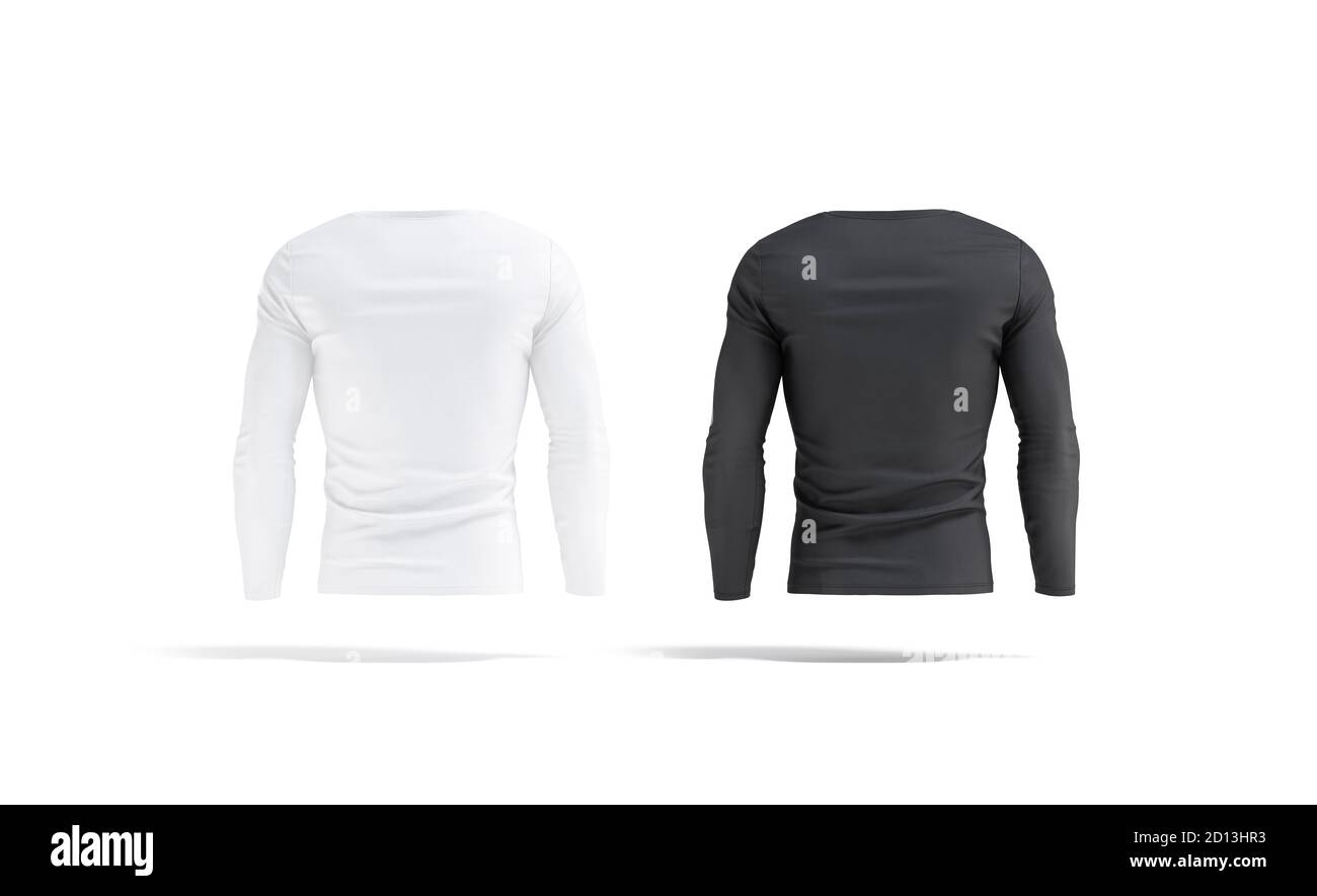 Download Blank Black And White Longsleeve T Shirt Mockup Set Back View Stock Photo Alamy