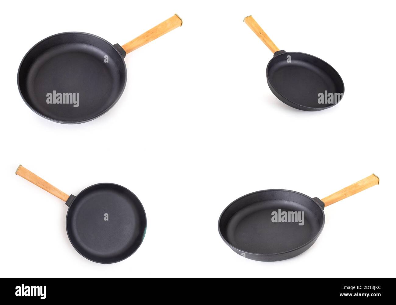 cast iron frying pan with removable wooden handle on white background  isolate. Long lasting cooking pan for all types of stoves, cookware Stock  Photo - Alamy