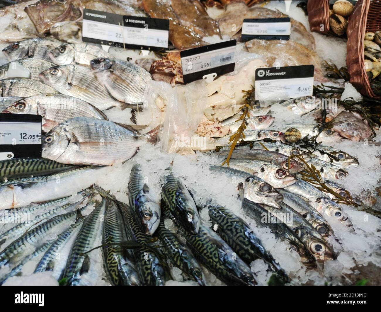 La Rochelle, France October 3, 2020French fish market. Atlantic