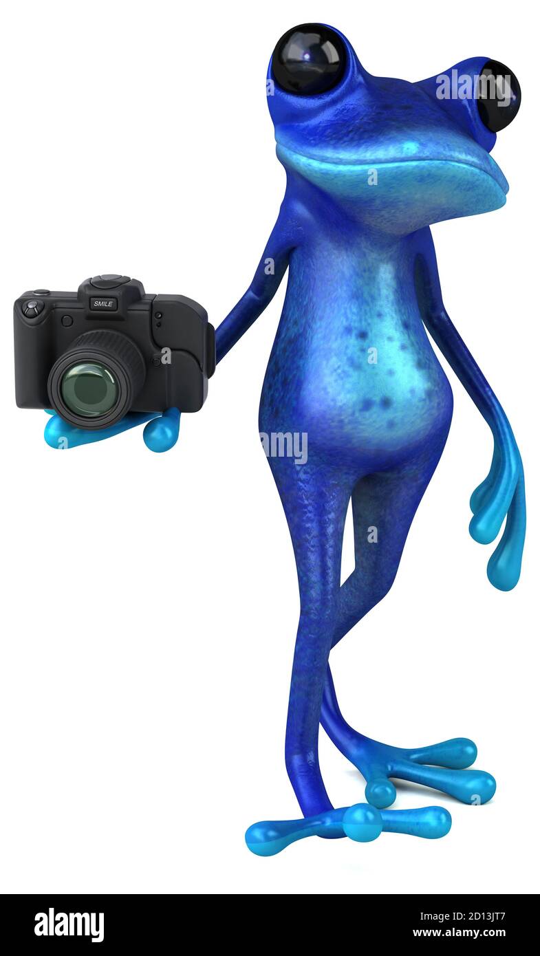 Fun blue frog - 3D Illustration Stock Photo - Alamy