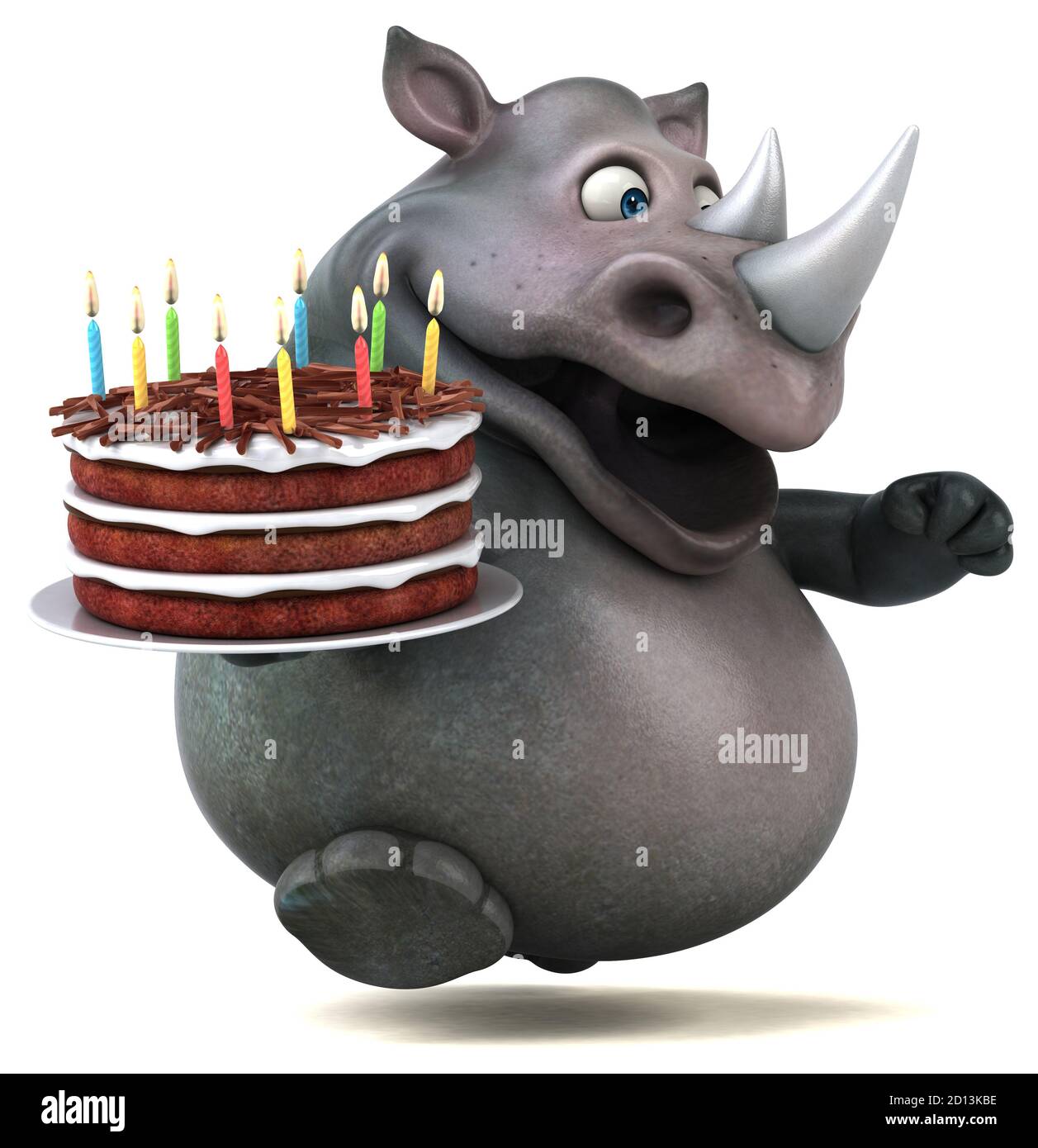 Birthday Card Rhino with Cake by Lottie Murphy - Cards Company