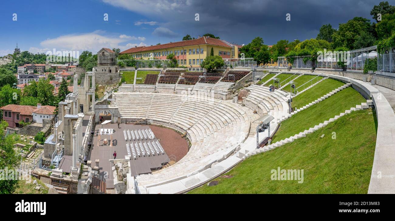 Roman amphitheatre, Old Town, Plovdiv, Bulgaria, Roemisches Amphitheater, Altstadt, Bulgarien Stock Photo