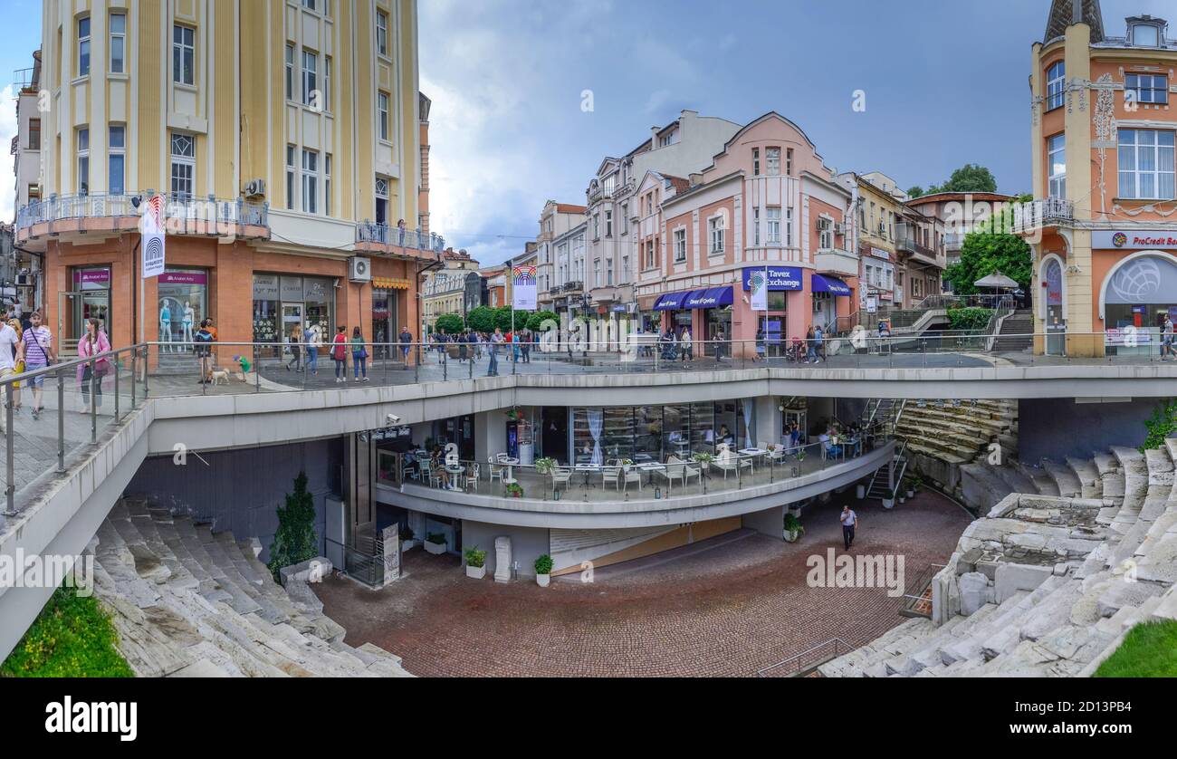 Old stadium of Philipopolis, Ul. Knyaz Alexander I, Old Town, Plovdiv, Bulgaria, Altes Stadion von Philipopolis, Ul. Knyaz Alexander I., Altstadt, Bul Stock Photo