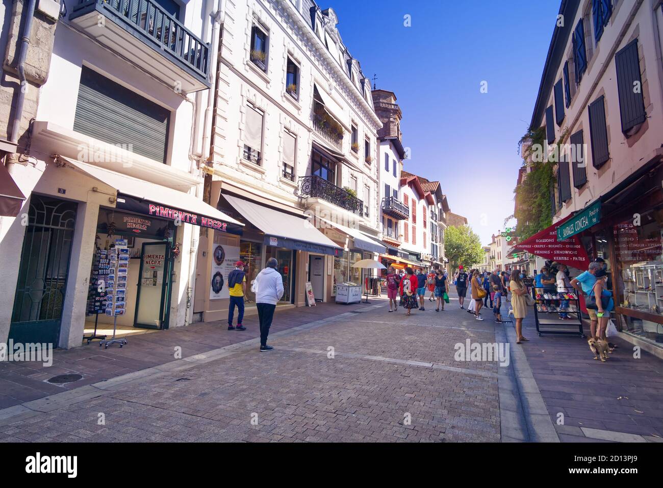 The cobbled streets of Saint Jean de Luz in the French Basque Country Stock Photo