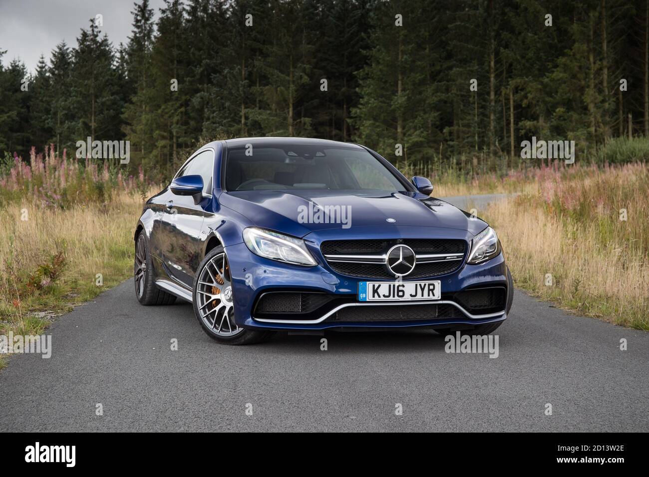 Mercedes C63 AMG during the road test of the year Stock Photo - Alamy