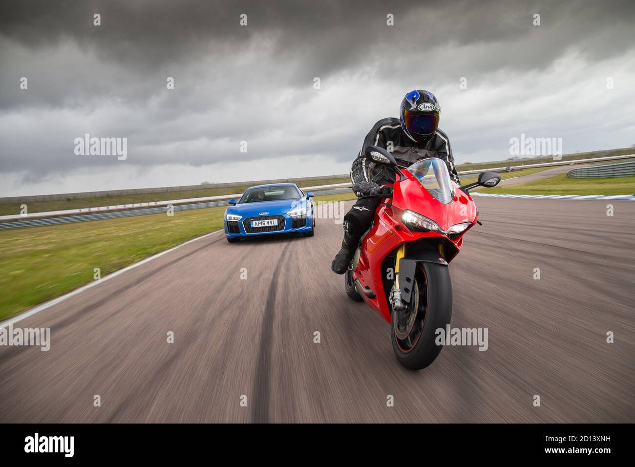 Audi R8 and Ducati Superbike 1299 Panigale during a photoshoot at ...