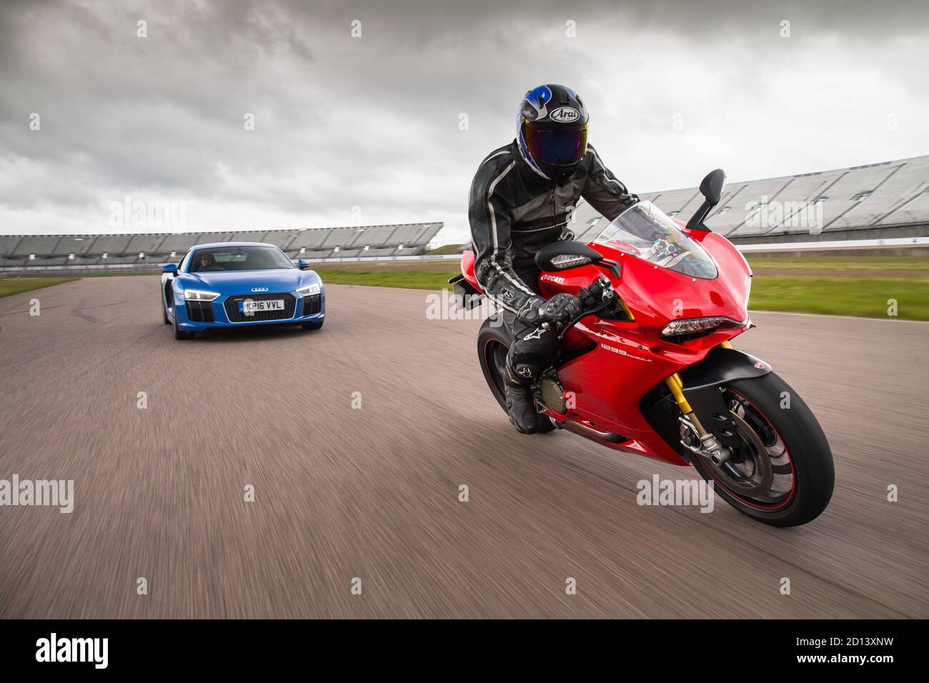 Audi R8 and Ducati Superbike 1299 Panigale during a photoshoot at ...