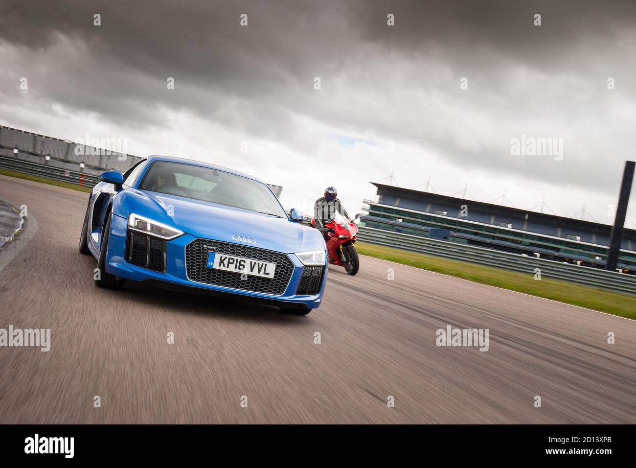 Audi R8 and Ducati Superbike 1299 Panigale during a photoshoot at ...