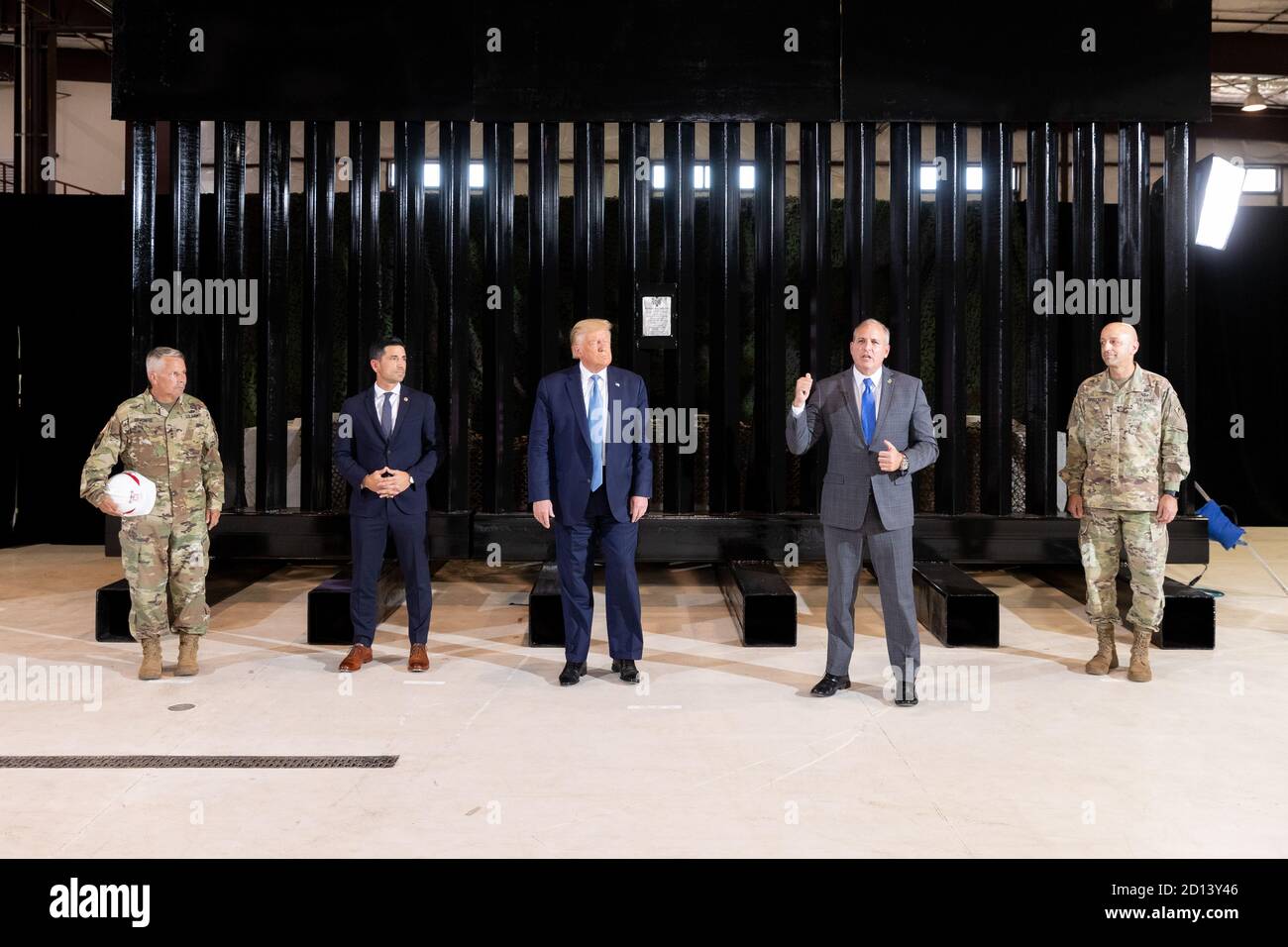 On Tuesday, August 18th, 2020, President Donald Trump, Acting DHS Secretary Chad Wolf,  Acting CBP Commissioner Mark Morgan, and U.S. Border Patrol Deputy Chief Raul Ortiz announce the progress of the border wall system at a press event in Yuma, Arizona Stock Photo