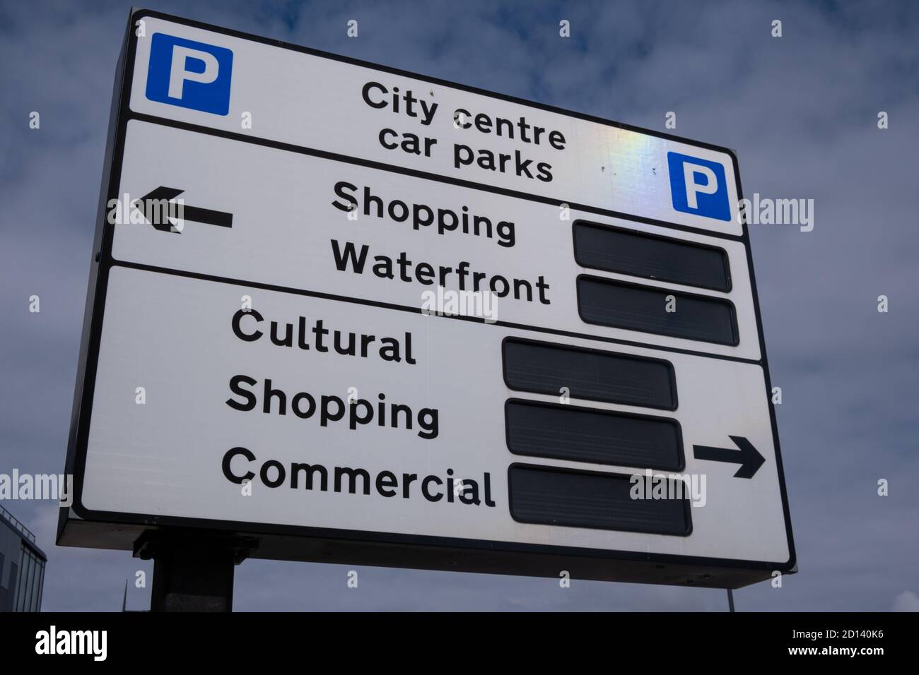 City Centre LED Parking Spaces Sign In Liverpool July 2020 Stock Photo city-centre-led-parking-spaces-sign-in-liverpool-july-2020-stock-photo