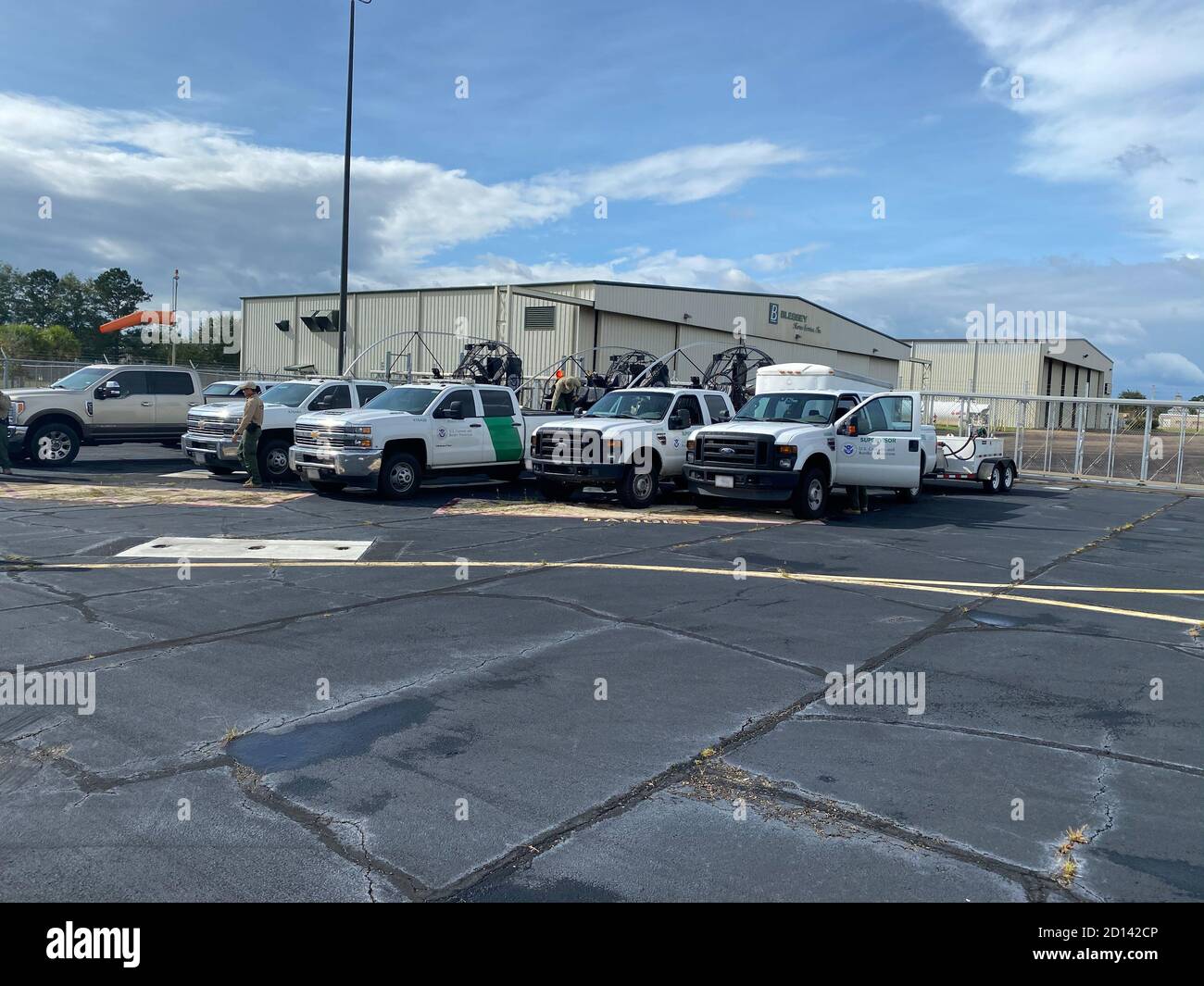U.S. Border Patrol agents and boats arrive in Hammond, La, and attend an open air muster Sept. 15, 2020. The assets are being pre-positioned to provide response to the Gulf Coast region in advance of Hurricane Sally. Stock Photo