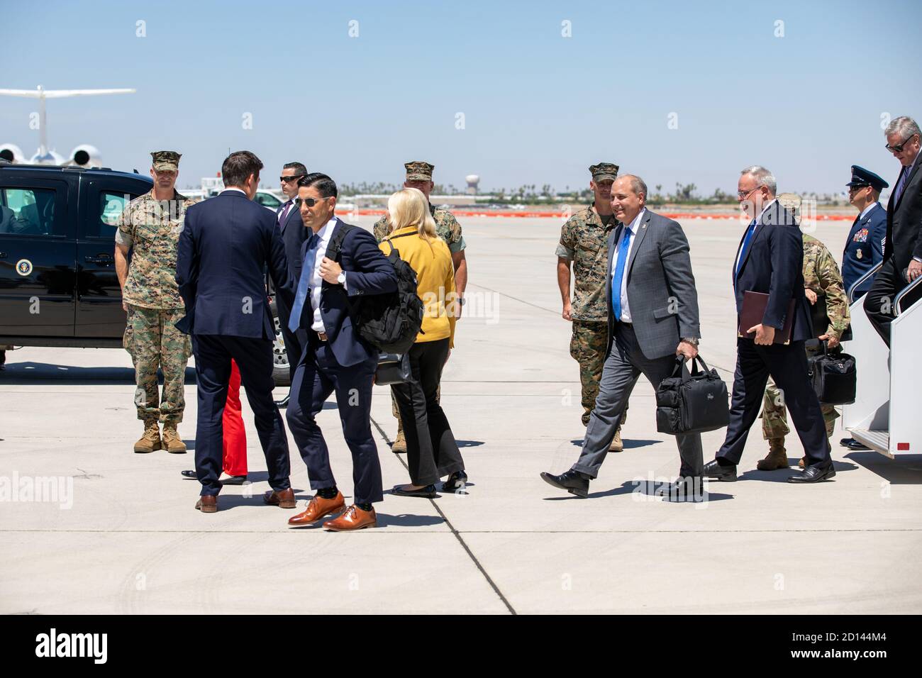 President Donald Trump, along with Acting Secretary Chad Wolf and Acting Commissioner Mark Morgan, visited the border wall in Yuma, Arizona on June 23, 2020. The visit marked the completion of 200 miles of new border wall constructed along the southwest border. Stock Photo