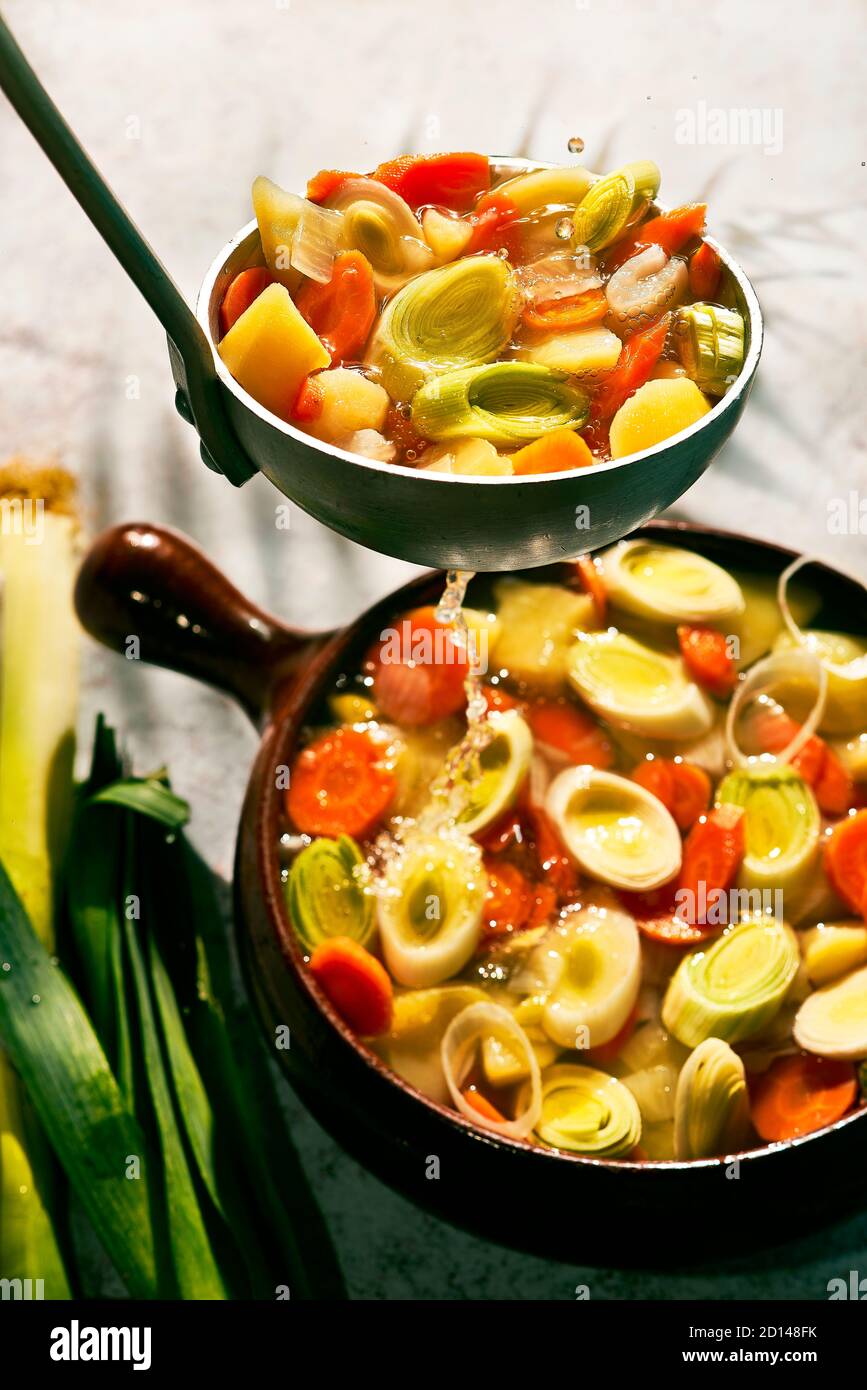 Porrusalda (literally leeks broth) Vegetables and potato stew typical