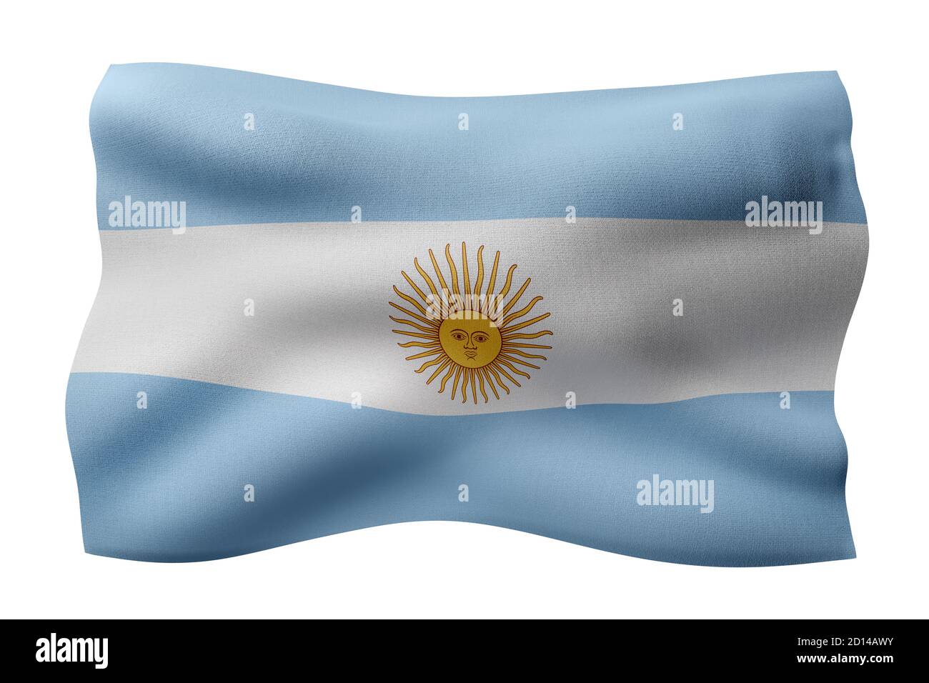 3d rendering of a national Argentina flag isolated on white background ...