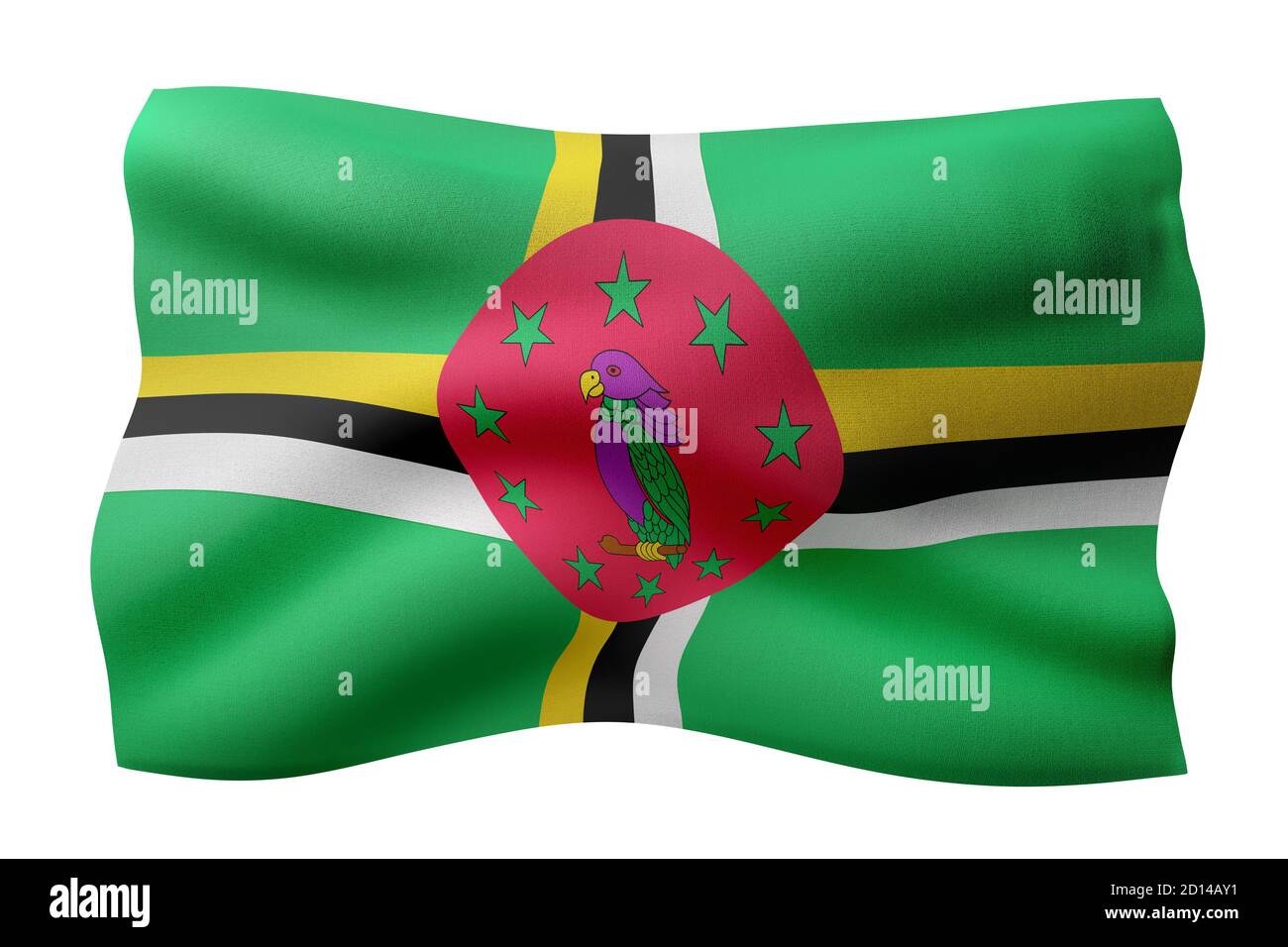3d rendering of a national Dominica flag isolated on white background ...