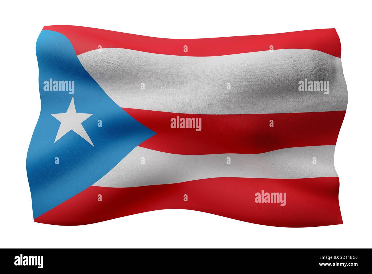 3d rendering of a national Puerto Rico flag isolated on white ...