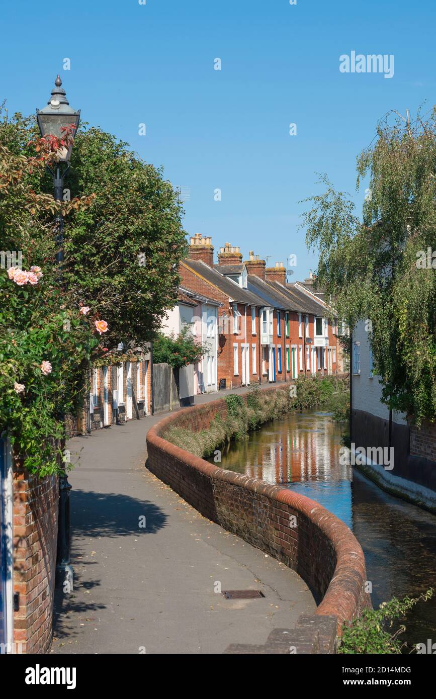 Wiltshire property, view in summer of picturesque terraced houses in